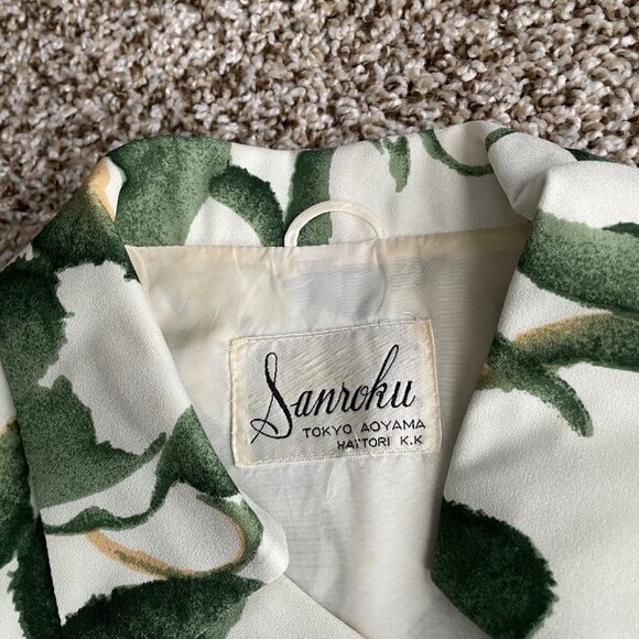 Sanroku Green Botanical Asian Style Button Up Collared Shirt Women's Size Small - Picture 10 of 10